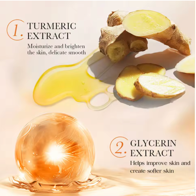 Turmeric extract and glycerin extract with ginger root on a light background
